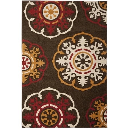 Safavieh 3 x 5 ft. Small Rectangle Floral Newbury Brown and Red Area Rug NWB8699-2540-3
